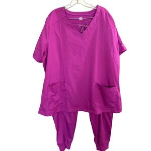 NWT Healing Hands Curved V-Neck Scrub Set Shirt 3x Pants 2x Toby Jill  Purple